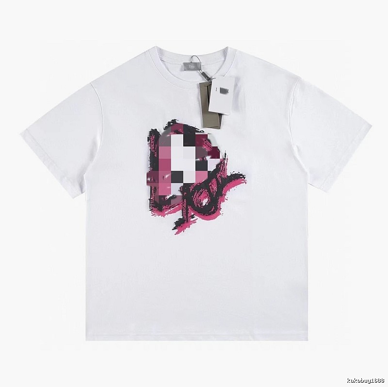 Dior Graffiti Print Street Style White T-Shirt