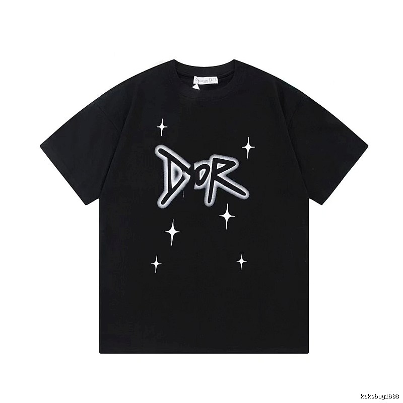 Dior Graffiti Star Street Style Black Short-sleeve T-shirt