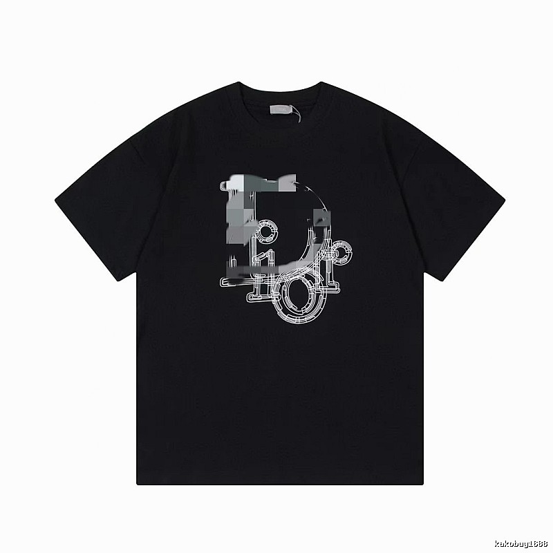 Dior Line Logo Trendy Style Black T-shirt
