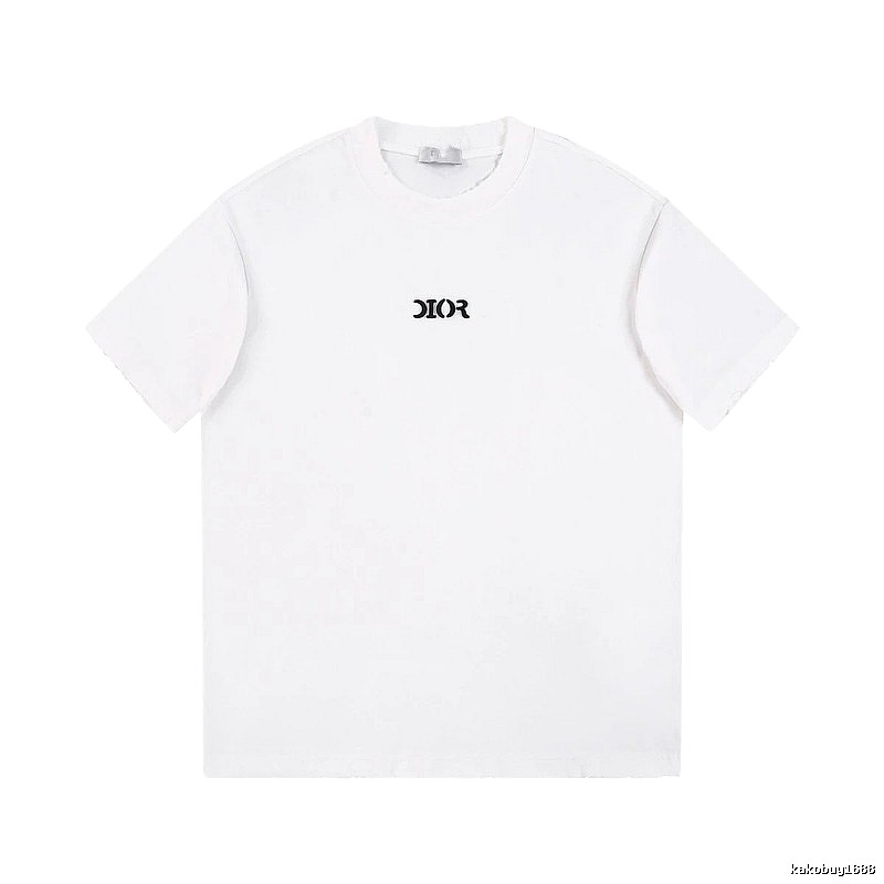 Dior Minimalist Style Embroidered Logo White Short-sleeved T-shirt