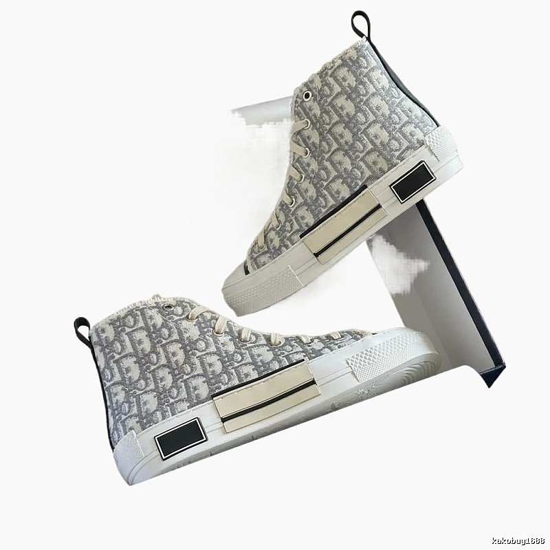 Dior monogram high-top gray shoes
