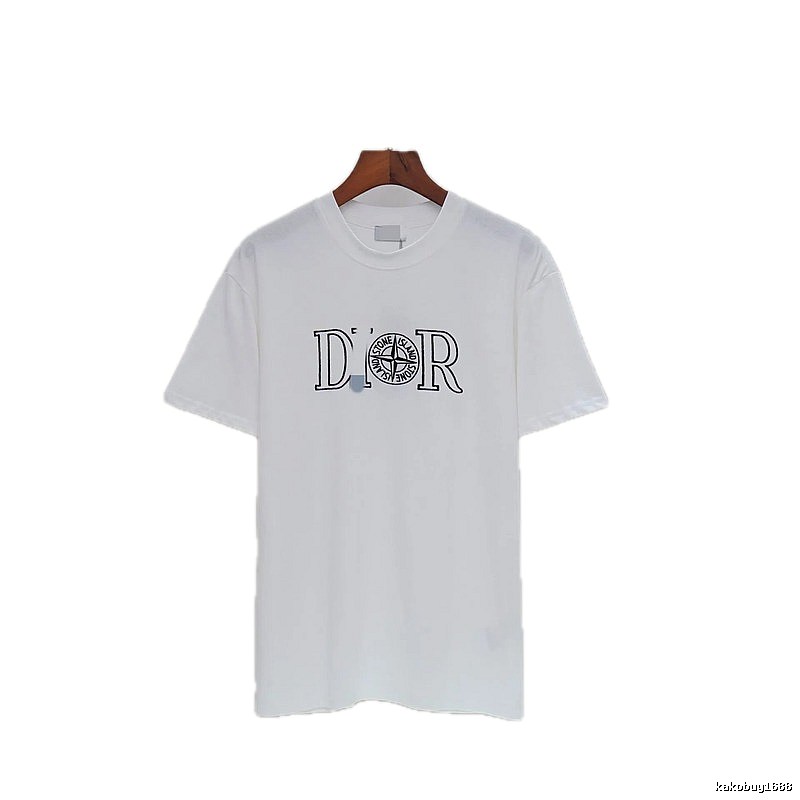 Dior x Stone Island Co-branded Casual Style White T-Shirt