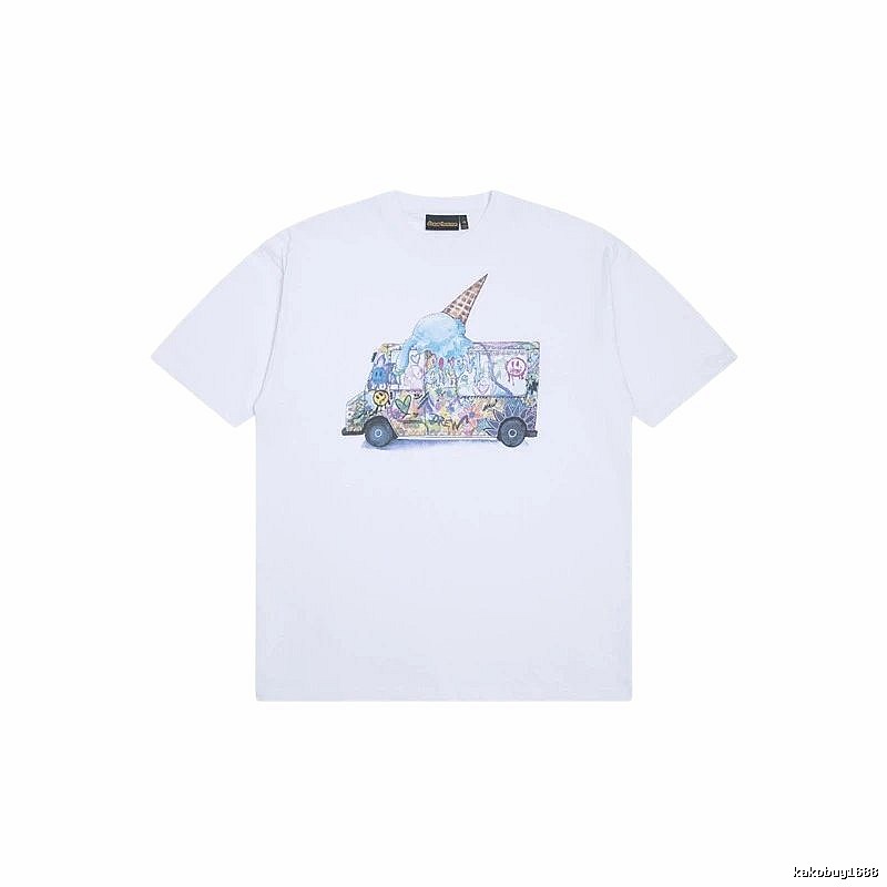 DREW Graffiti Ice Cream Truck Street Style White T-shirt