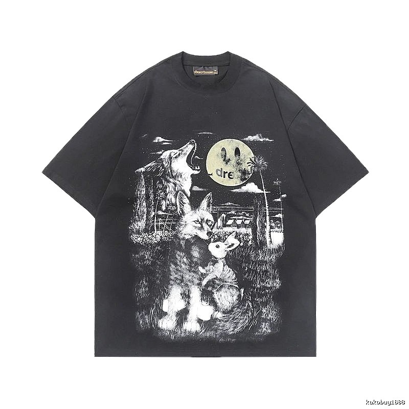 DREW Smiley Collection Street Style Black T-Shirt