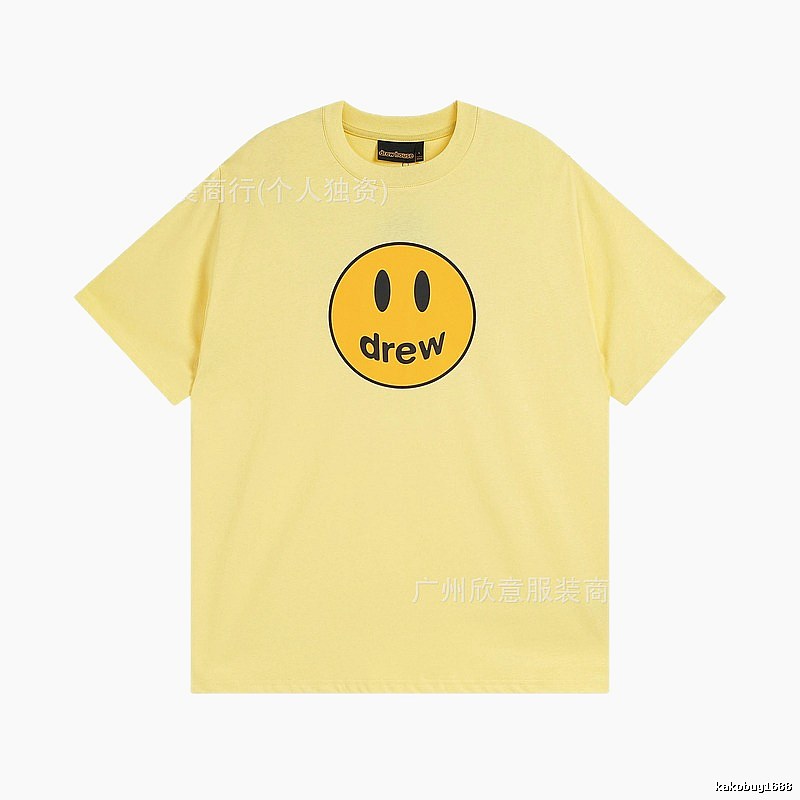 DREW Smiley Face Series Street Style Light Yellow T-shirt