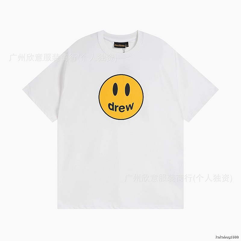 DREW Smiley Series Casual Style White Short-sleeve T-shirt