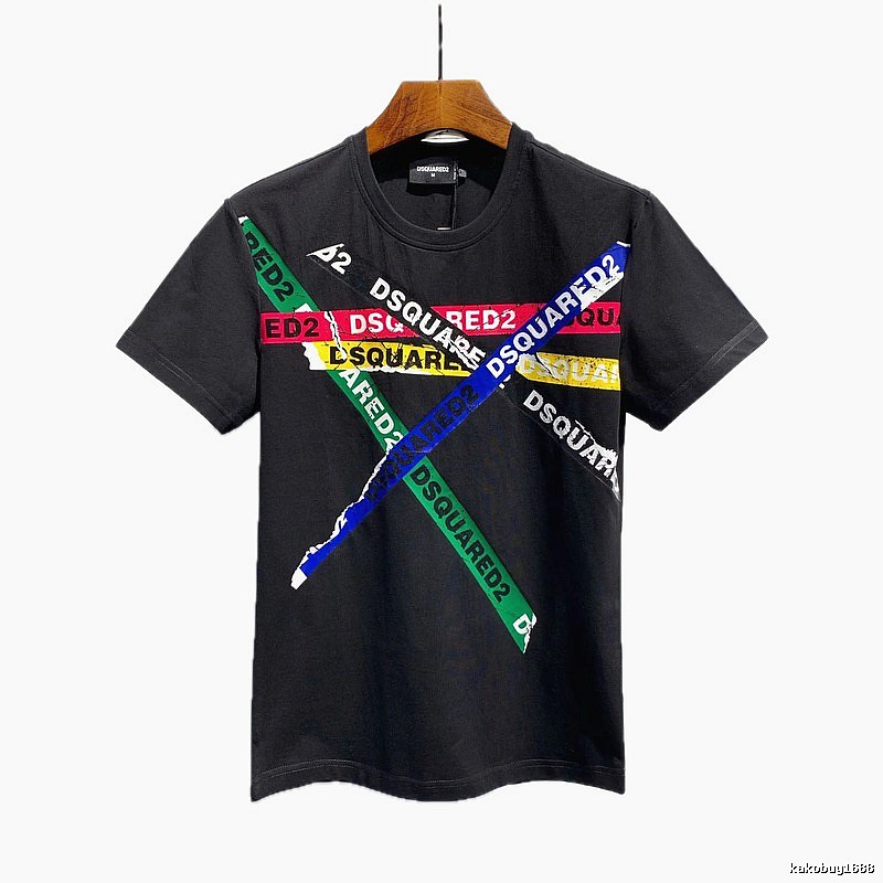 DSQ2 Cross Print Street Style Black T-Shirt