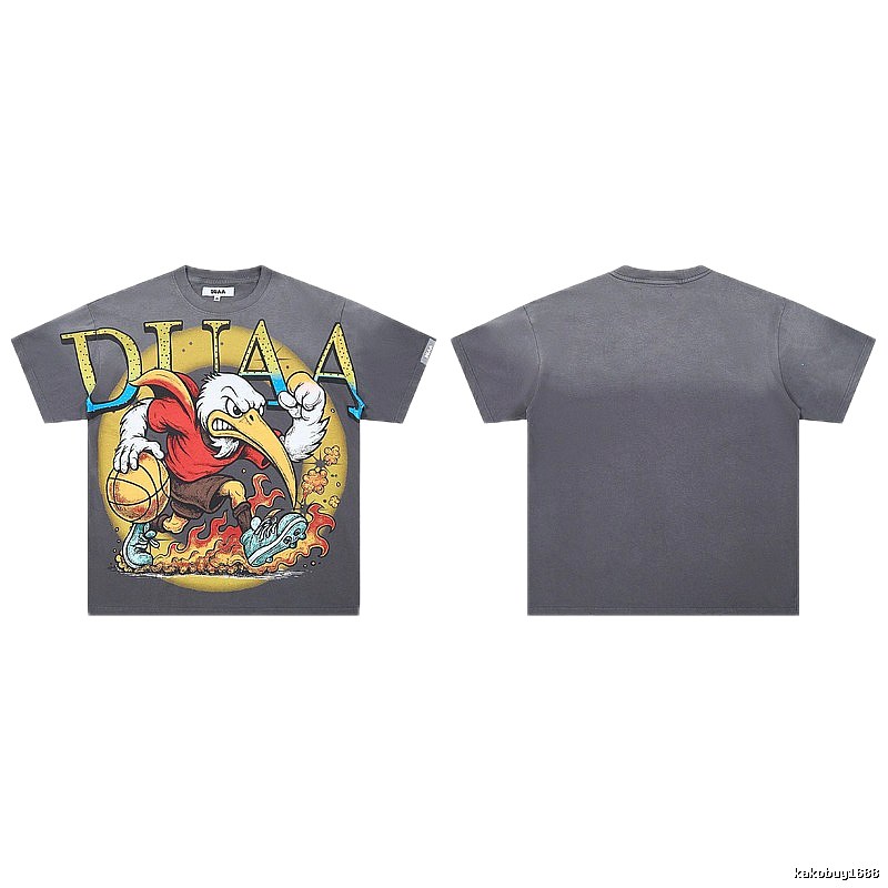 DUAA Basketball Print American Trendy Style Dark Grey T-Shirt