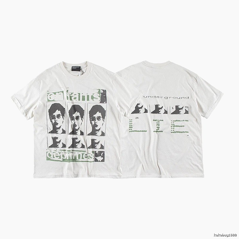 ERD GRJKD Portrait Print Vintage Off-white T-Shirt