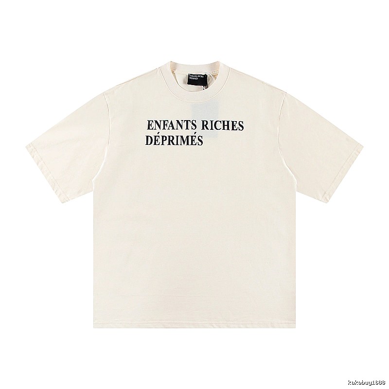 ERD Letter Print Minimalist Style Off-white Short-sleeve T-shirt