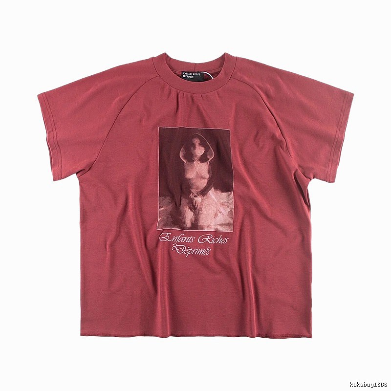 ERD Portrait Print Vintage Style Burgundy T-shirt