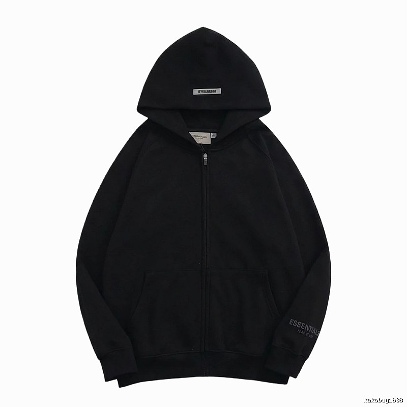 ESSENTIALS minimalist style black hoodie