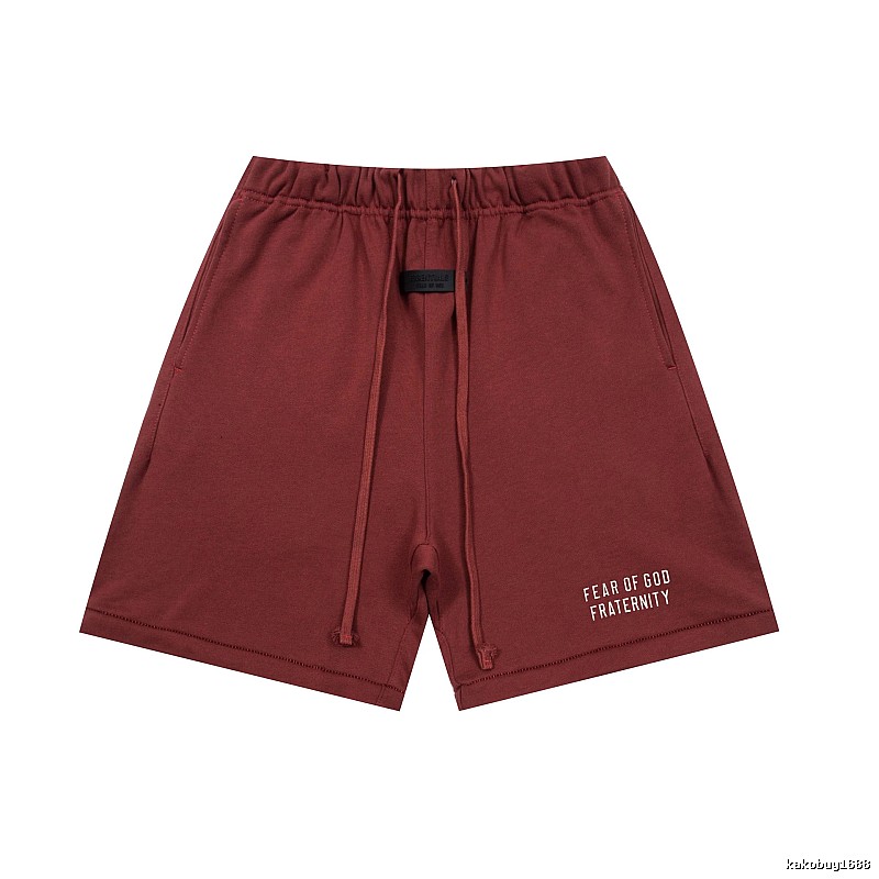 ESSENTIALS minimalist style wine red shorts