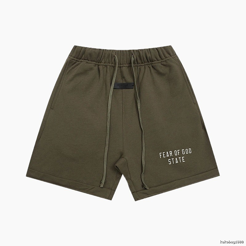 ESSENTIALS Sporty Military Green Shorts