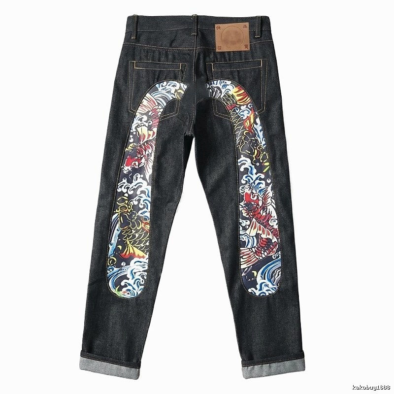 EVISU Koi Carp Trendy Black Jeans