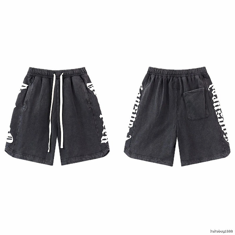 Godspeed Gothic Print Street Style Charcoal Black Shorts