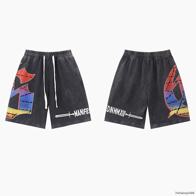 Godspeed Printed Street Style Distressed Black Shorts