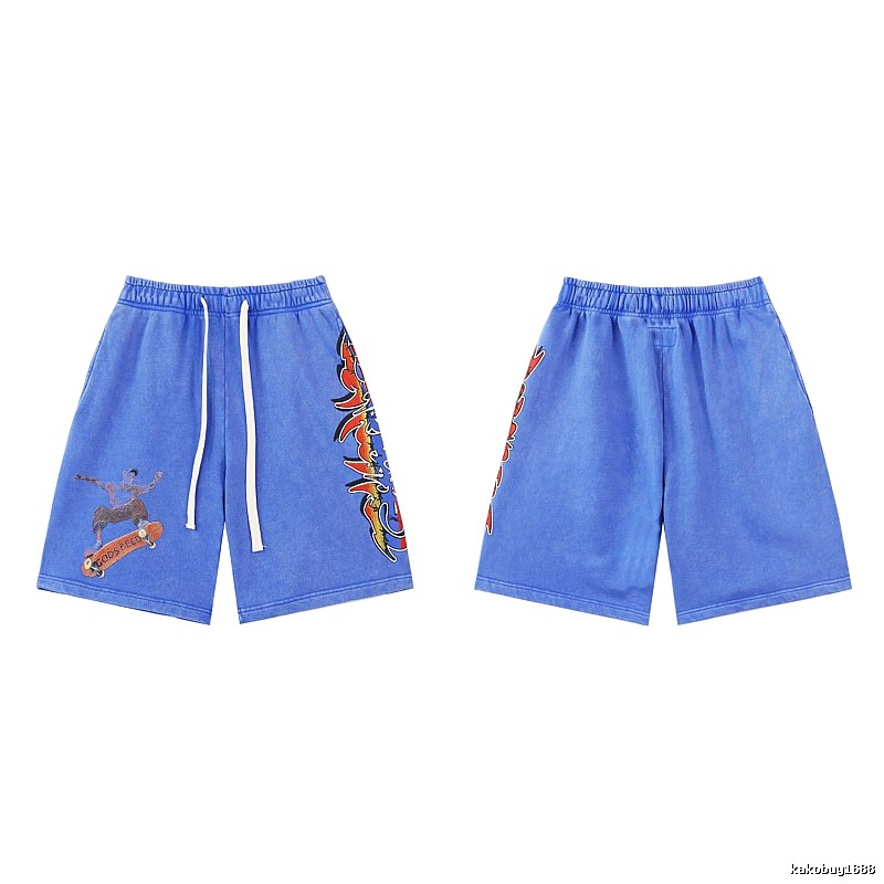 Godspeed Skate Print Street Style Blue Shorts
