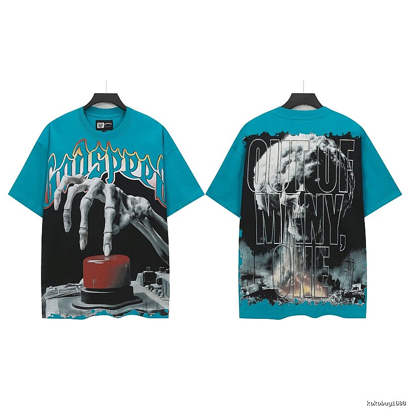 Godspeed Skull Dark Style Lake Blue Short Sleeve T-Shirt