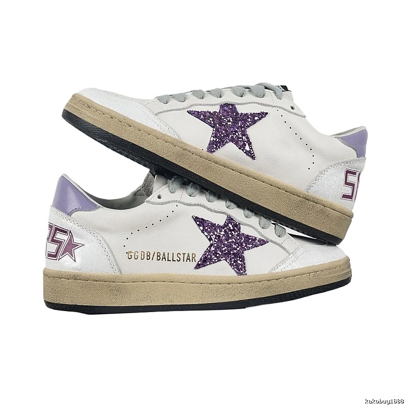 Golden Goose Star Trendy Brand White and Purple Shoes