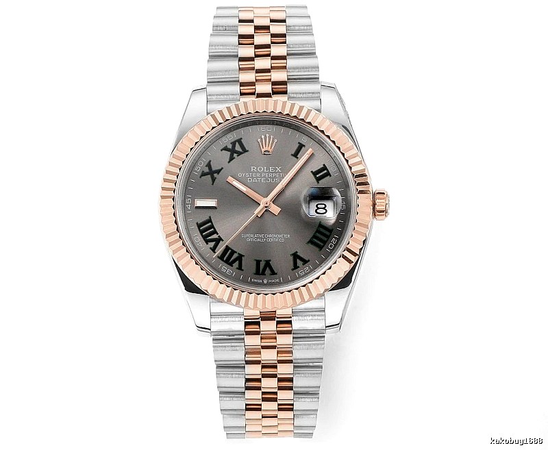 Gray Roman Dial Two-Tone Datejust Watch by Rolex - Occasion