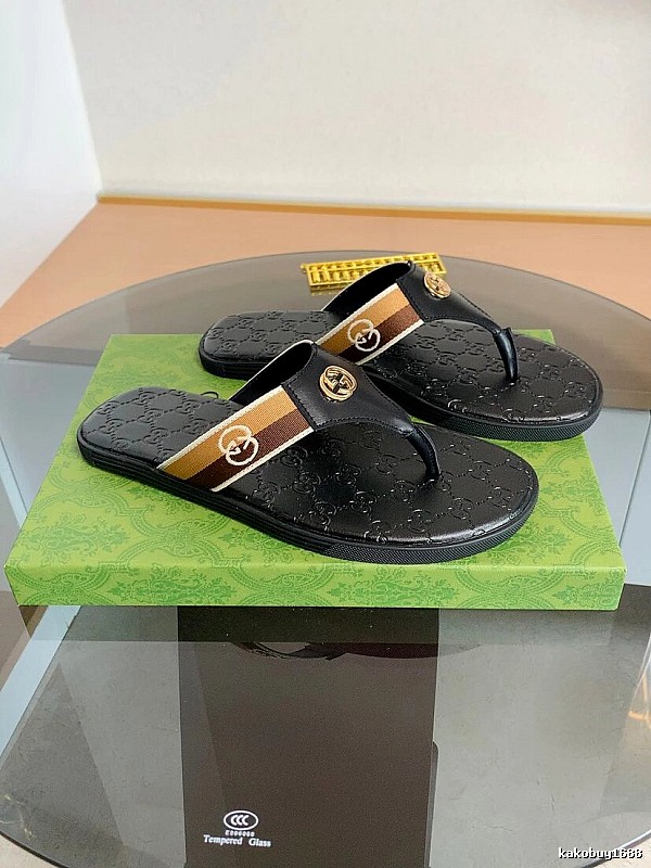 Gucci Double G Series Light Luxury Style Black Flip Flops