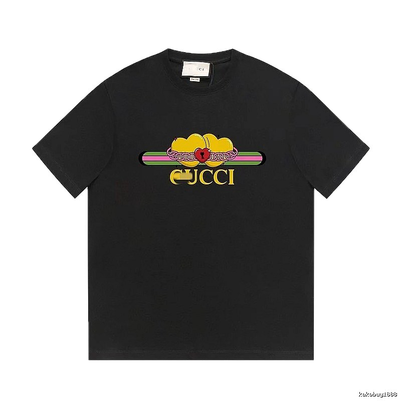 Gucci Heart Print Trendy Black Short-sleeved T-shirt