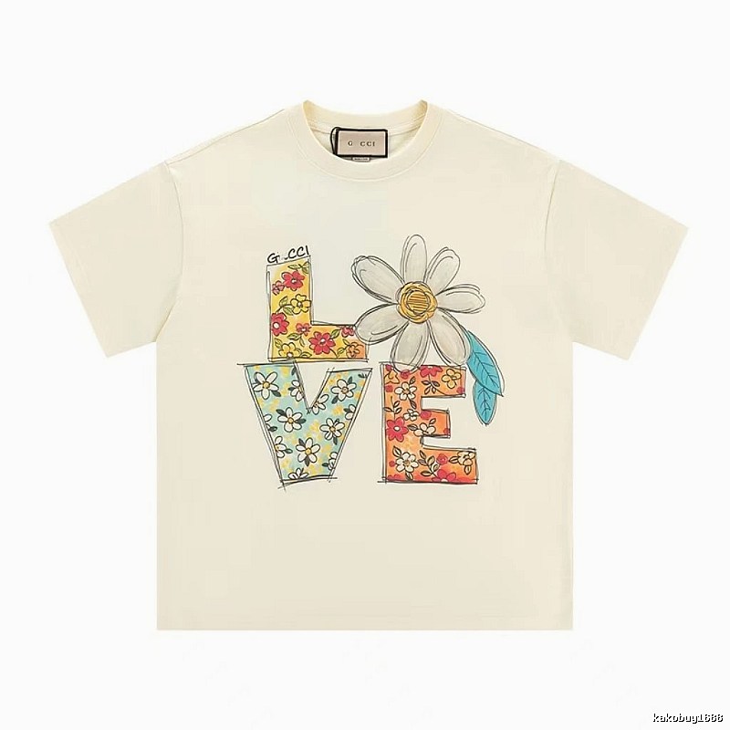 Gucci LOVE Floral Casual Off-white Short-sleeve T-shirt