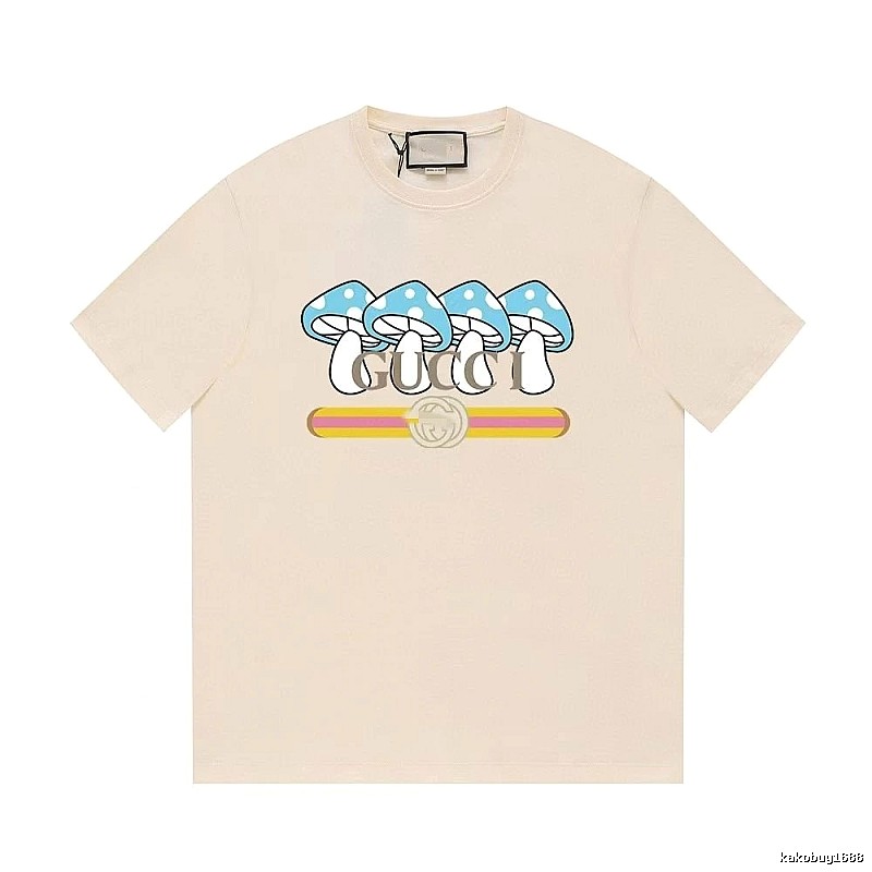 Gucci Mushroom Print Casual Style Off-white T-shirt