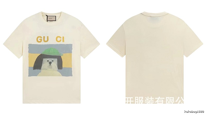 Gucci Puppy Print Casual Style Off-white T-shirt