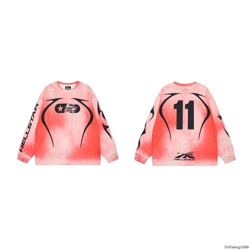 Hellstar 11 Street Style Gradient Pink Long-sleeve T-shirt