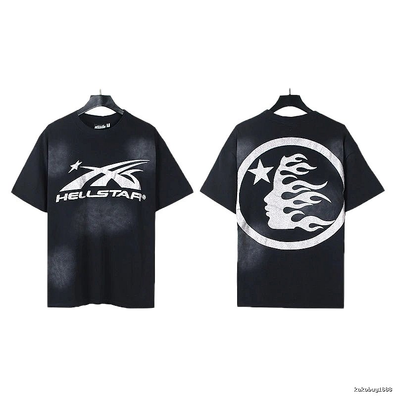 Hellstar Flame Print Street Style Black T-Shirt