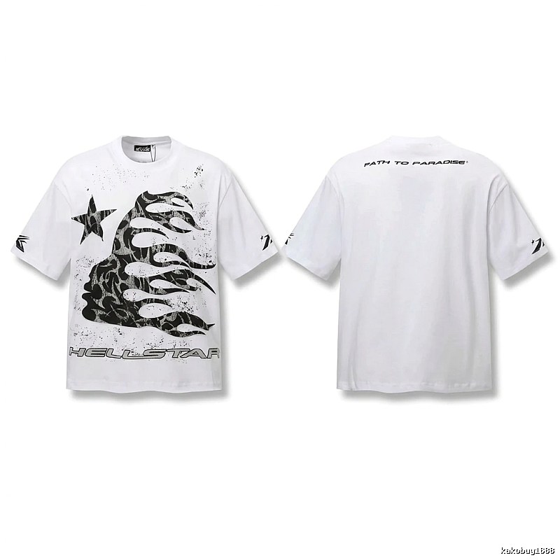 Hellstar Flame Print Style White T-shirt