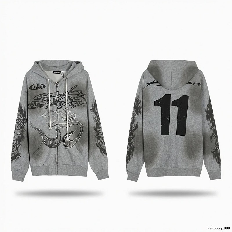 Hellstar Flame Wind Gray Sweatshirt