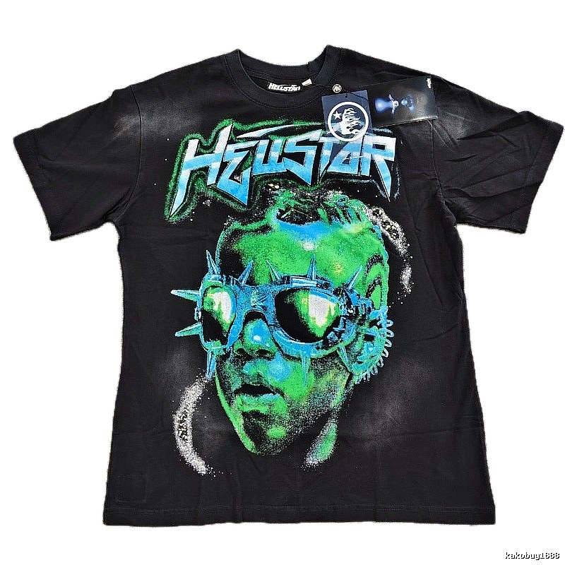 Hellstar Portrait Print Street Style Black T-shirt