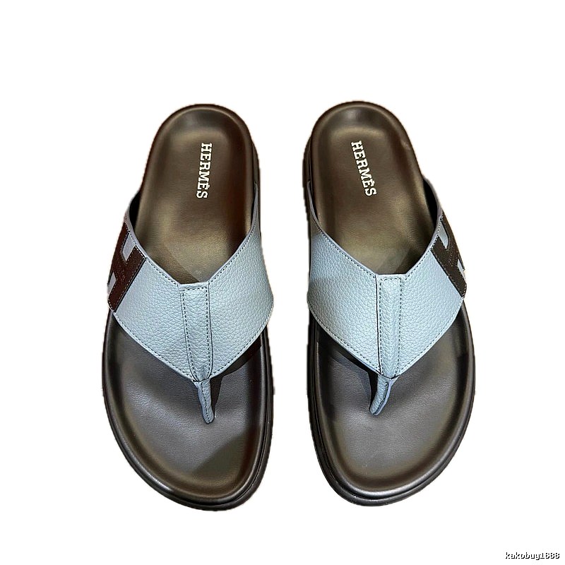 Hermès Classic Casual Style Grey-blue Flip-flops