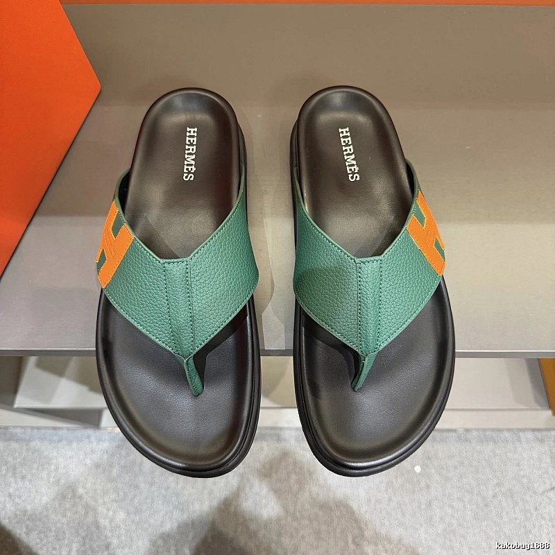 Hermès H Series Casual Style Green Flip-flops