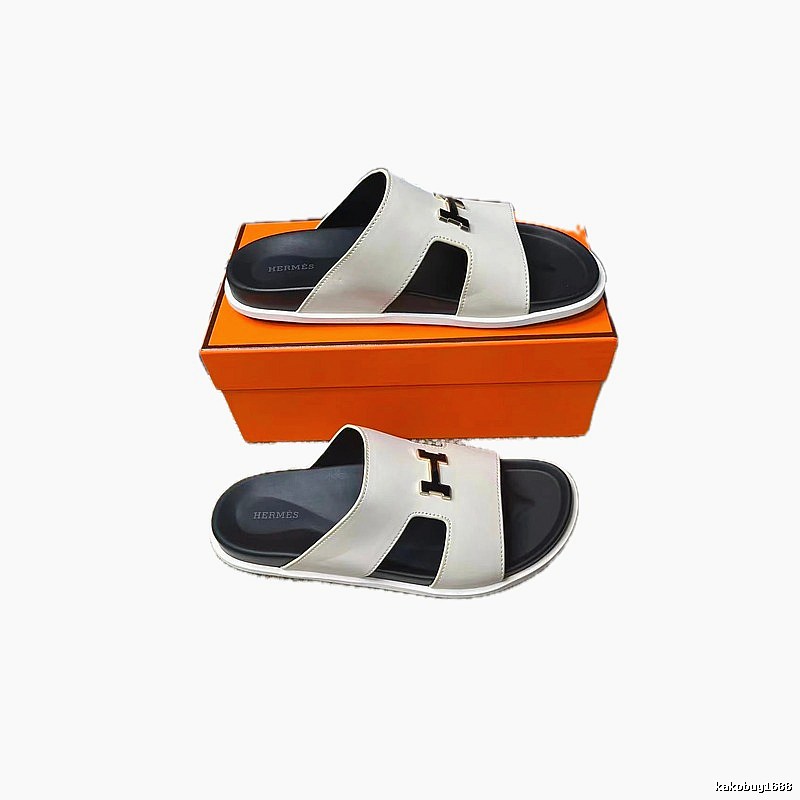 Hermès H Series Light Luxury Style Off-white Slide Sandals