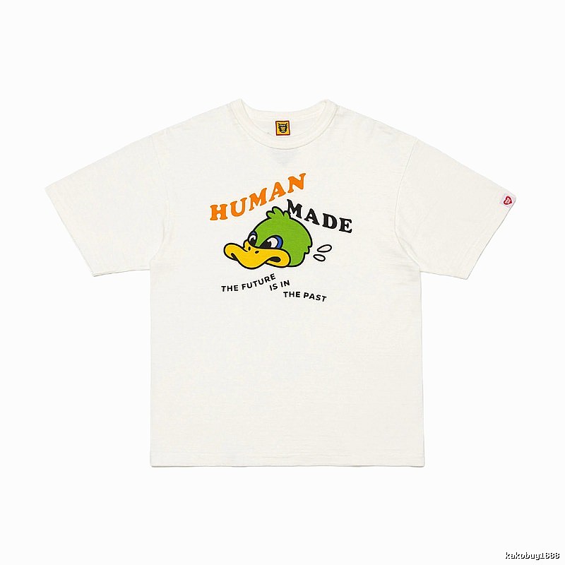 HUMAN MADE Green Duck Print Japanese Streetwear Off-white Short-sleeve T-shirt