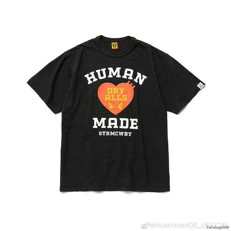 HUMAN MADE Heart Print Vintage Style Black T-Shirt