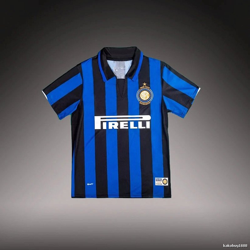 Inter Milan Compact Brehme #3 soccer jersey Blue Black Striped for Smart Casual Looks