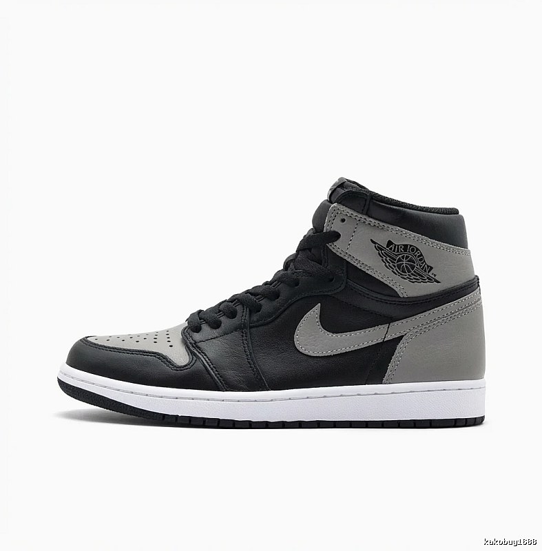 Jordan AJ1 High-Top Black and Grey Athletic Shoes