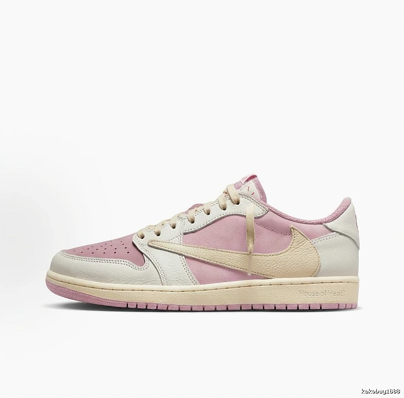 Jordan AJ1 Low-Top Pink and White Athletic Shoes