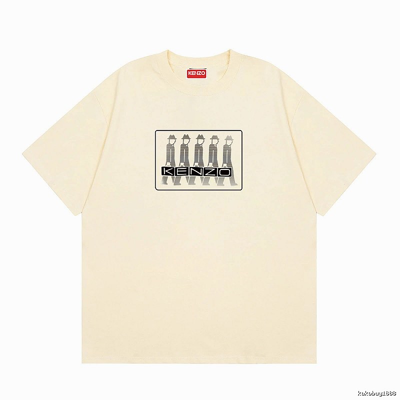 KENZO Character Print Casual Style Beige T-shirt