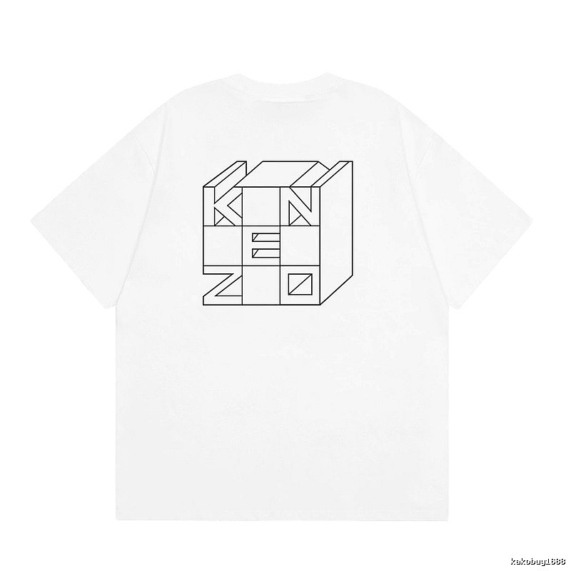 KENZO Geometric Lines Minimalist Style White T-shirt