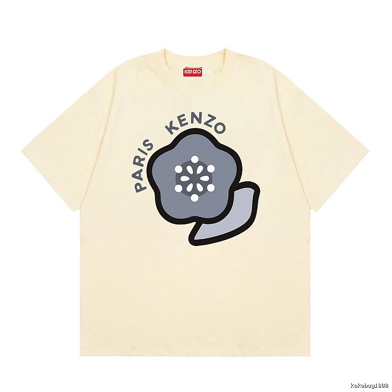 KENZO Paris Floral Print Casual Style Beige T-shirt