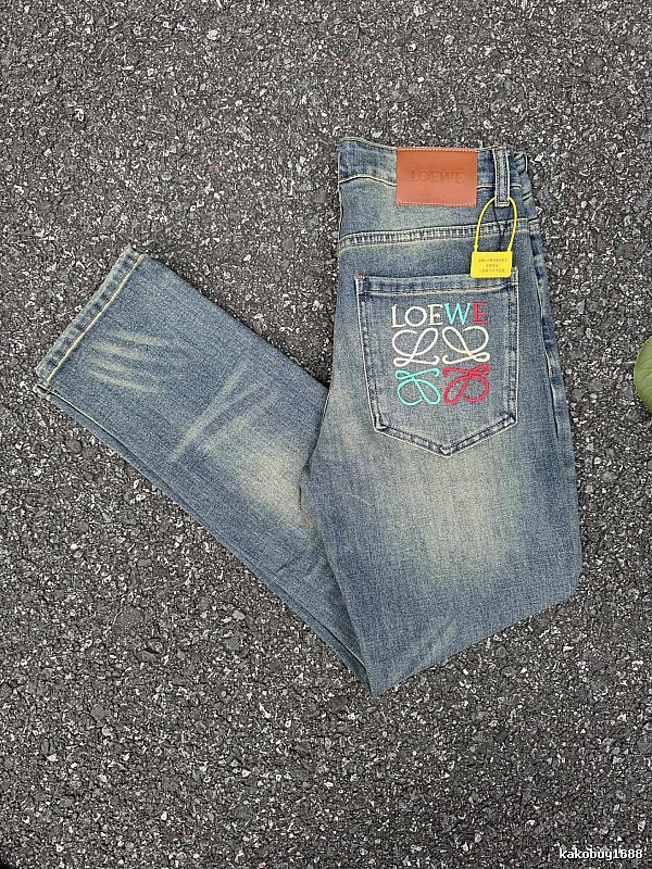 LOEWE Multicolor Emblem And Vintage-Inspired Fading Logo Pocket Jeans for casual
