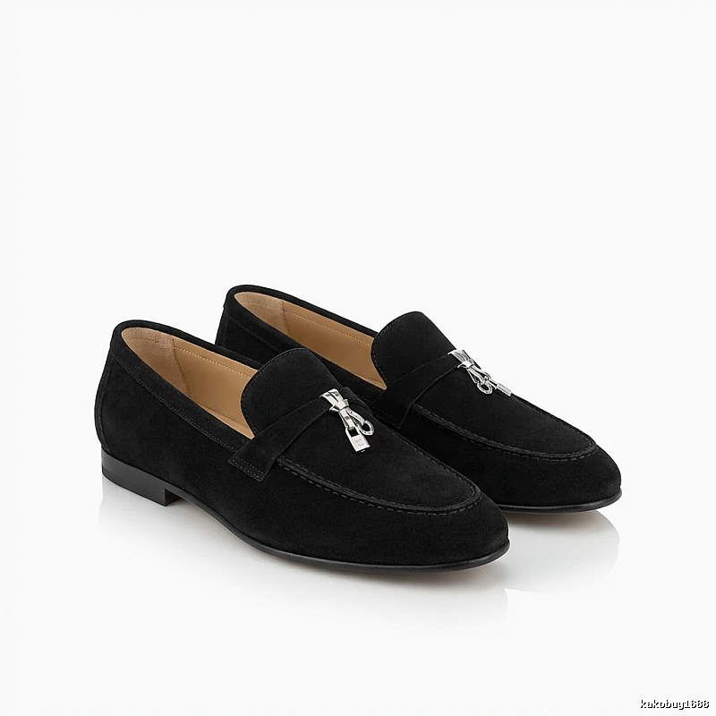 Loro Piana business-style black leather shoes