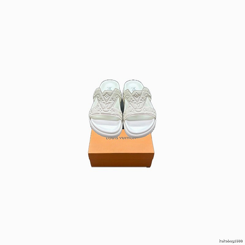 Louis Vuitton Embossed Monogram Casual Style White Slippers