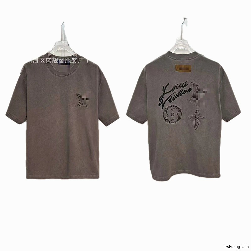 Louis Vuitton Embroidered Vintage Smoky Gray Short-sleeve T-shirt